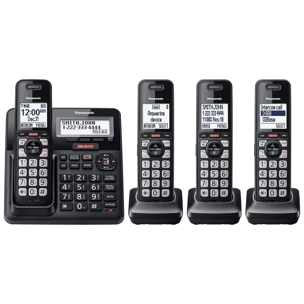 Panasonic KX-TGF944B Cordless Phone 4 Handsets Link2Cell Block Answering Black